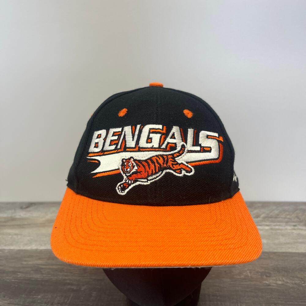 Vintage 90s Logo Athletics Cincinnati Bengals Tiger Black NFL Hat Baseball Cap‎